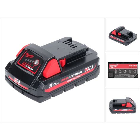 Milwaukee M18 HB3 High Output 18 V 3,0 Ah / 3000 mAh Li-Ion Akku ( 4932471069 ) mit Ladestandsanzeige (1/5)