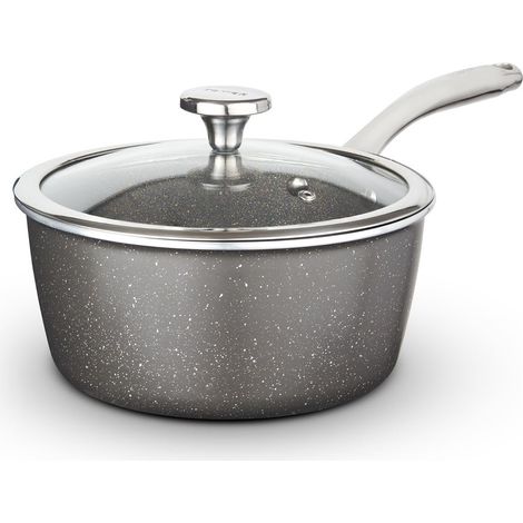 Tower Cerastone Pro 18cm Forged Aluminium Saucepan with Tempered Glass Lid, Non-Stick Coating, Graphite T900215 (1/5)