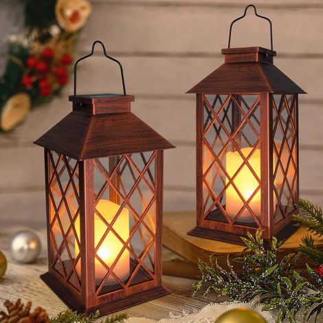 Lot de 2 Lanternes Solaires de Jardin, Éclairage LED Effet Bougie, Lanternes Suspendues Étanches pour Terrasse, Allée et Décoration Extérieure (1/5)
