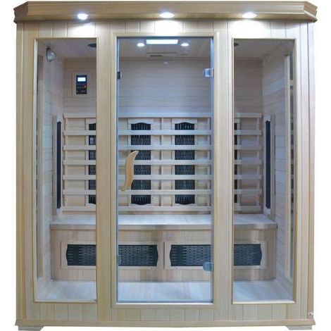 Bagno Italia Sauna a Infrarossi cm 175x135 in legno hemlock 4 posti cromoterapia profumoterapia radio (1/4)