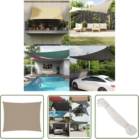 The Living Store Voile de parasol Tissu Oxford rectangulaire 2x3,5 m Taupe - Parapluie - Voile Solaire - Parasol Rectangle - Parasol Extérieur - Protection UV (1/5)