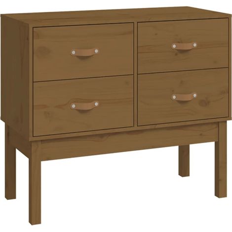 Armoire console，Table d'appoint，Bout de canapé，Meuble d'entrée Marron miel 90x40x78 cm Bois de pin solide
