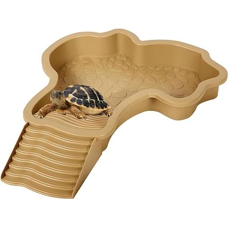 Abreuvoir Tortue Terrestre, Plat d'eau Bassin pour Tortue avec Rampe, Bol d'eau pour Reptiles avec Échelle, Mangeoire Tortues Terrestre, pour Tortues, LéZards Et Gecko (Brown) (1/3)