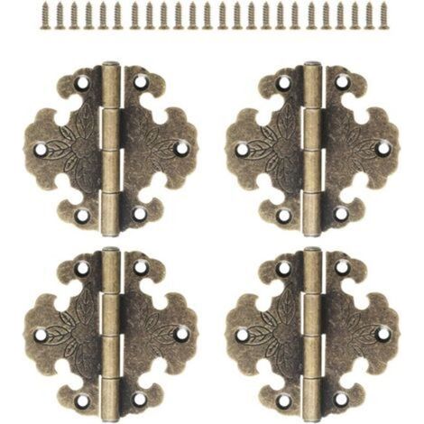 Set mit 4 antiken Scharnieren – Dekorative Scharniere – Mini-Retro-Scharniere – Türscharniere – Vintage-Bronzescharniere zur Dekoration von Schränken (1/5)