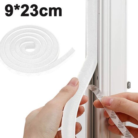 Joint d'étanchéité à brosse pour fenêtres et portes, bande d'étanchéité isolante auto-adhésive en feutre, résistante au vent, à la poussière et aux insectes, blanche (1/4)