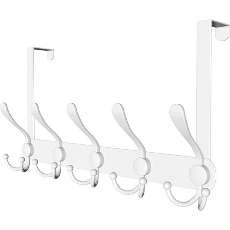1 pièce - Porte-manteau - Porte-sac - Sans perçage requis - Porte de salle de bain -, cuisine et salon - 5 crochets - Blanc (1/5)