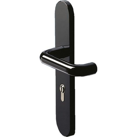 Jeu de serrure et poignée de porte en paire sur platine NORMBAU modèle 19 blanc