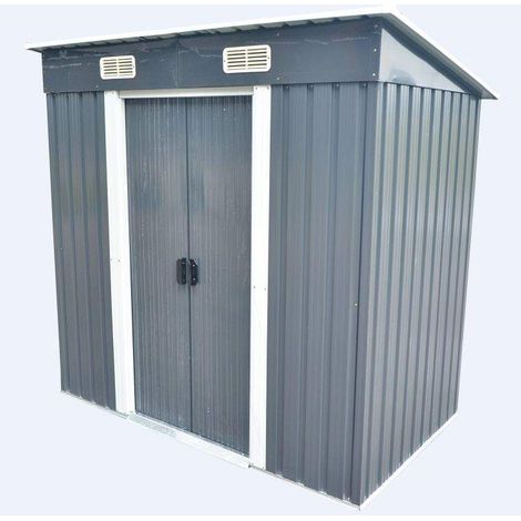 Bc-Elec – Abri de jardin métal 56620503 – Dimensions 121 x 194 x 181cm – Acier galvanisé avec traitement zinc – Double porte pour accès facile
