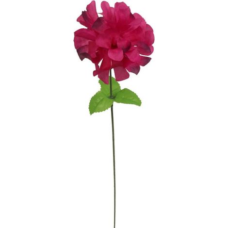 Crisantemo artificiale bordeaux per Ognissanti - Fiore singolo con foglia, 35 cm (1/2)