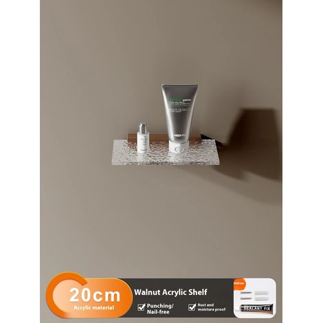 (A1) Étagère de salle de bain en noyer, vasque en acrylique, support mural pour WC, rangement pour produits cosmétiques, plateau simple (1/5)