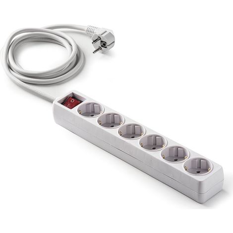 Base enchufe múltiple DUOLEC con interruptor cable 1.5m blanco. 6 tomas - (1/2)