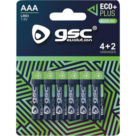 Pile alcaline GSC EcoPlus LR03 (AAA) (Pack de 6 unités)