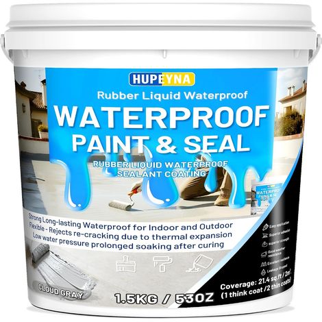 Revêtement Imperméable, Membrane d'Étanchéité Waterstop Gris Nuage Peinture élastique en Caoutchouc pour Intérieur (1/5)