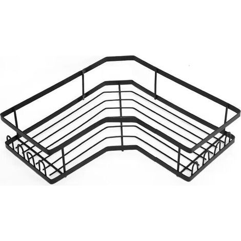 Black Shower Shelf, Corner Bathroom Shelf, No Drilling Stainless Steel Shelf with Storage Adhesives (1/4)