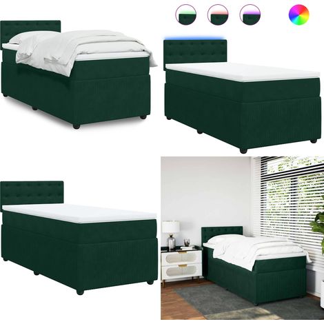Boxspringbett mit Matratze Dunkelgrün 80x200 cm Samt - Boxspringbett - Doppelbett - Samtbett - Grünes Bett - LED Beleuchtung - Home & Living (1/5)