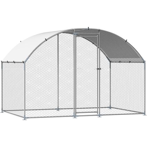 Mophorn Großer Hühnerstall, 3x2x2 m, begehbarer Auslauf mit Schutzabdeckung, Stall mit Doppeldach und Sicherheitsschloss, geeignet für Enten und Kaninchen, Gehege für Garten, Bauernhof und Hof (1/5)