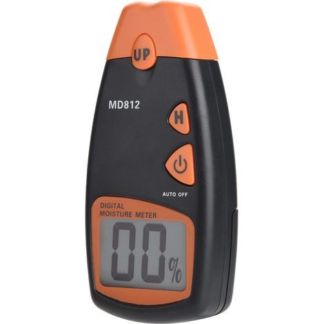 Moisture Meter - MD812 Digital LCD 2/4 Pin Wood Moisture Meter Tester Hygrometer Wood Moisture Detector, 5.12 x 2.52 x 1.26in, Black Orange (1/5)