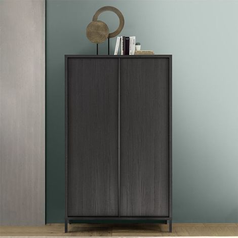 Madia alta contenitore 2 ante Giugi 106x40x177 colore nero frassinato (1/4)