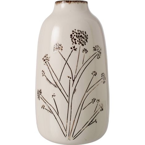 Vase en porcelaine à motif floral - blanc et noir (1/3)