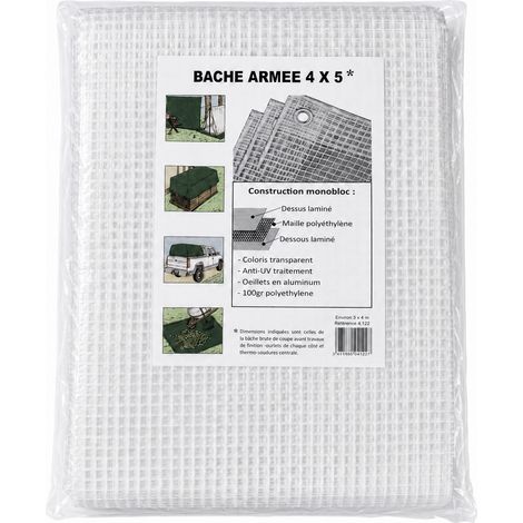 SODEPM-Bâche Standard Armée (100g/m²) 4X5m Transparente, avec oeillets (1/5)