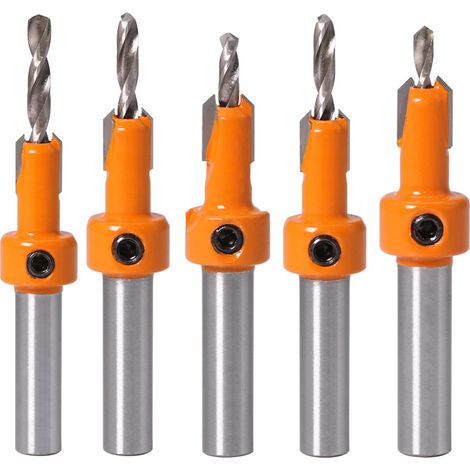 BEBUSINGOTO Juego de 5 brocas avellanadas de cabeza avellanada HSS (2,8/3/3,2/3,5/4 mm), broca escalonada para instalar tornillos autorroscantes. (1/5)