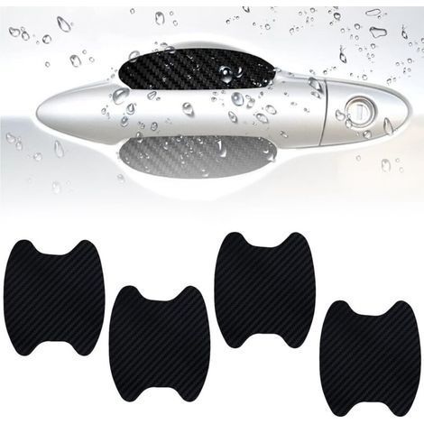 4 Pièces Film de Protection Extérieur en Fibre de Carbone pour Poignées de Porte Automobile Anti-rayures Universel Noir (1/5)