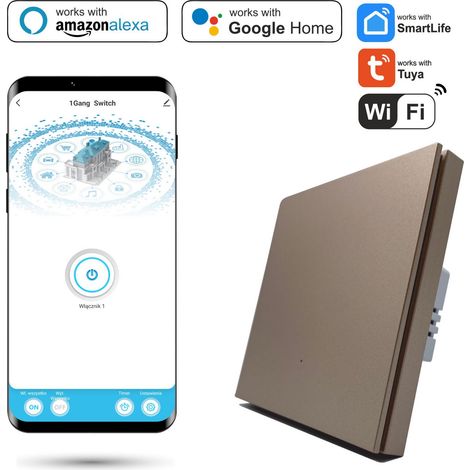 Interrupteur Wi-Fi simple Tuya SmartLife avec N Or rose (1/5)