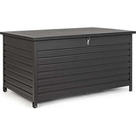 Gartentruhe Kissenbox aus pulverbeschichtetem Aluminium mit Rädern und Griff -Anthrazit (1/4)