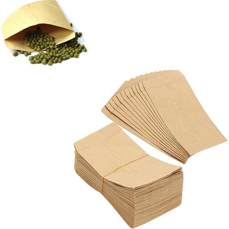 100 sacs en papier kraft brun, sacs en papier ensemencé, petits sacs en papier, mini sacs en papier kraft, brun, 10 x 6 cm, pour mariages, Noël (1/5)