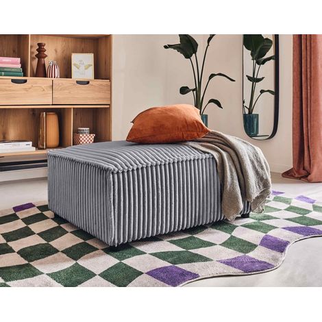 Stella - pouf - aus grob geripptem cord - grau (1/5)