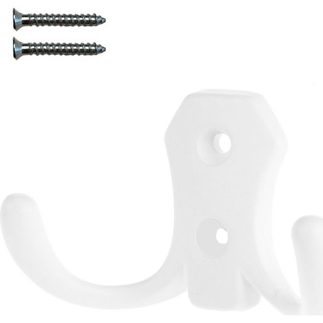 Colgador de pared blanco mate con dos ganchos XV03 (1/5)