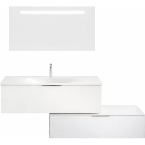 Mueble bajo lavabo BURGBAD Olena offset blanco brillo 90 cm + espejo