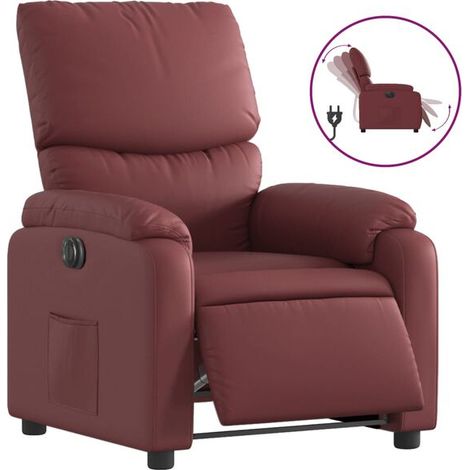 Fauteuil inclinable électrique, similicuir bordeaux (1/5)