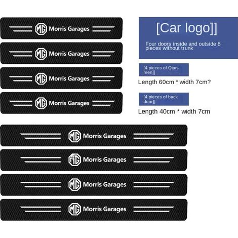 (Kit de 8 pièces MG) 4 autocollants de protection anti-rayures en fibre de carbone pour seuil de porte de voiture MG 6MG,bande de seuil de navigation MGONE,intérieur de voiture ZS/HS MG (1/3)