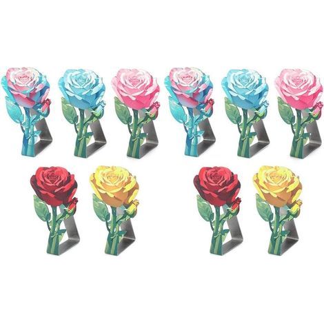 Lot de 10 pinces à nappe réglables en acier inoxydable avec motif rose – Clips de fixation d'extérieur résistants à la rouille pour tables rectangulaires, rondes et de camping (1/5)