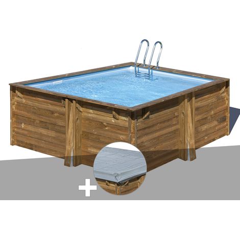 Kit piscine bois Gré Carra 3,05 x 3,05 x 1,19 m + Bâche hiver