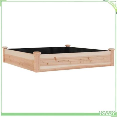 Lit surélevé de jardin - FAFEICY - 364292 - Bois massif sapin - 120 x 120 x 25 cm - Doublure incluse (1/5)