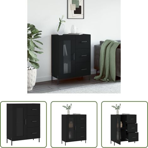 Holzwerkstoff - Sideboard Schwarz 69,5x34x90 cm Holzwerkstoff (1/5)