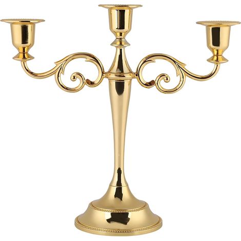 Chandelier à trois bras - Chandelier en métal à trois bras, style européen, chandelier de mariage, décoration intérieure (argenté) (1/5)