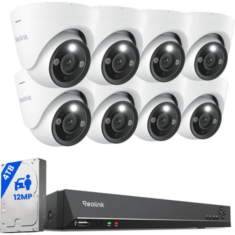 12MP Kit Vidéo Surveillance Caméra IP PoE 8X 12MP, 16CH 4To NVR, Détection de Personne/Véhicule, Audio Bidirectionnel, avec Vision Nocturne en Couleur,RLK16-1200D8-A (1/5)