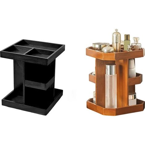 Support de rangement rotatif à 360 degrés en bois, étagère multicouche pour montres Cologne pour hommes, présentoir de bureau en pin naturel pour chambre à coucher, salle de bain, marron (1/5)