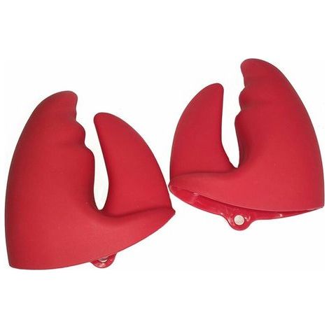 Gants de Four, Gants de Cuisine Silicone Résistant à Chaleur et Antidérapant, Cuisine Support de Pot de, Rouge (1/4)