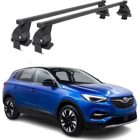 OMAC Dachträger Querträger Stahl für Opel Grandland / Grandland X 2017-2024 – Abschließbar – City-Crash-getestet – DIN 75302:2019 – ISO/PAS 11154:2006 – Max. 50 kg Schwarz (1/5)