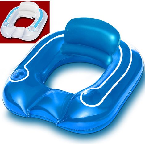 Bestway Schwimmsessel Pool Liege Sessel Schwimmring Wassermatratze Luftmatratze transparent blau (1/5)