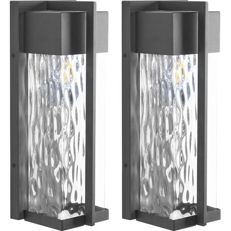 Set of 2 Outdoor Wall Lamps Black Metal Traditional Style Front Door Porch Light MALKI (1/5)