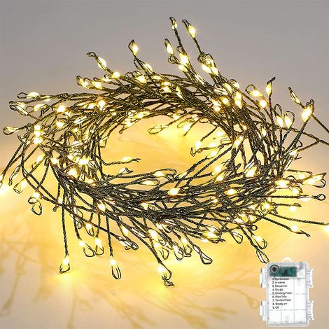 Guirlande lumière chaude LED, lumière décorative de jardin, lumineuse, ligne noire, 3 mètres, 100 lumières (1/5)