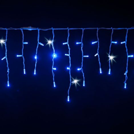 Cascata luce fredda blu e bianco con maxi led per interno ed esterno decorazione natalizia -300 x h 50 cm