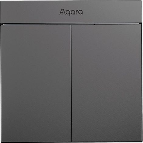 Aqara Smart Wandschalter H1M Neutral MARS-Tech Funk-Lichtschalter mit Zigbee 3.0 Mehrfachsteuerung – 2 Tasten – Grau