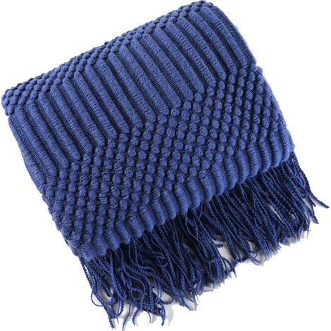 1 Plaid, Maille texturée, Pompon, Polyester, Canapé, Chambre, Bureau, 130 x 172 cm (1/5)
