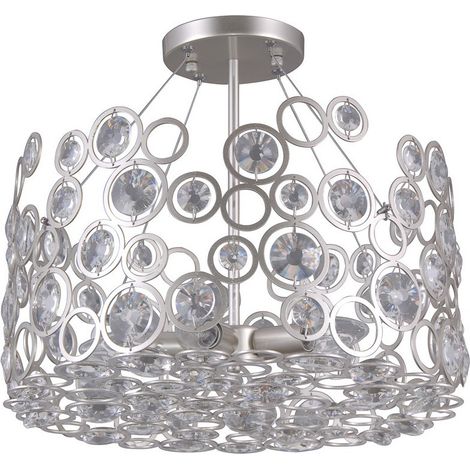 Italux Nardo - Plafonnier Moderne Flush Champagne Argenté 5 Lumières, E14 (1/2)